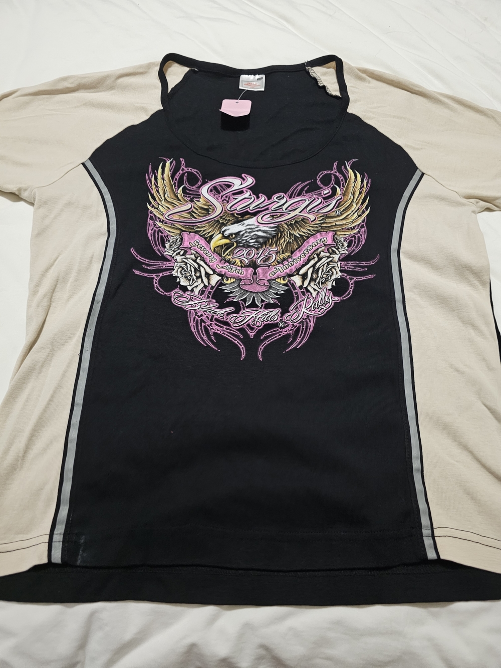 Sturgis Graphic Raglan Tee in Black and Cream